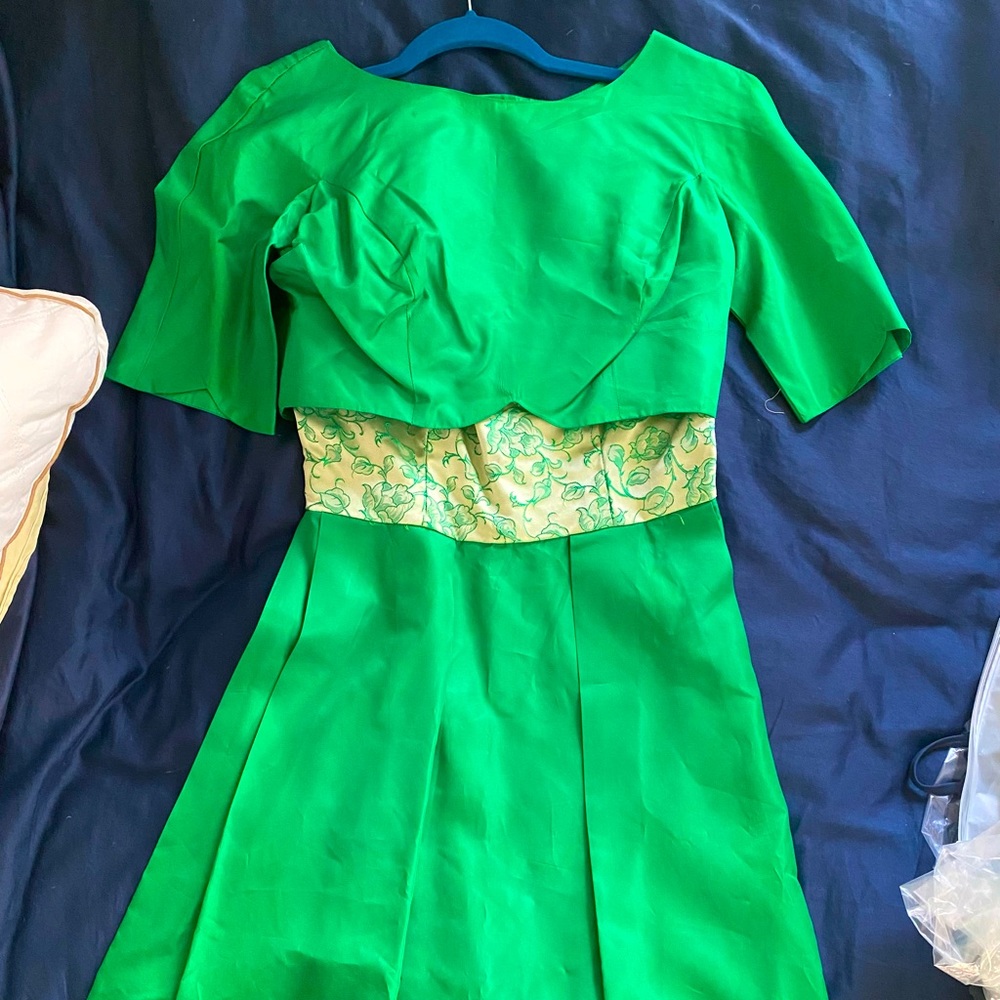 Vintage sleeveless dress with cropped bolero-style jacket